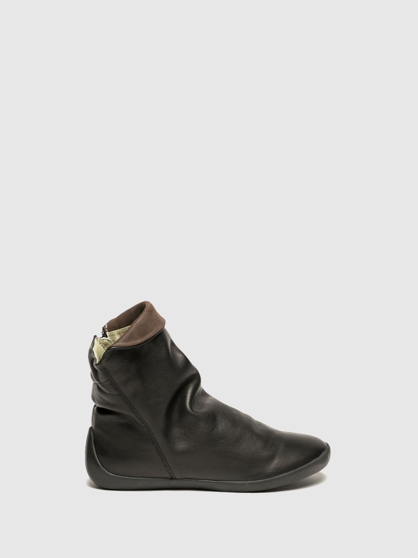 Softinos Coal Black Zip Up Ankle Boots